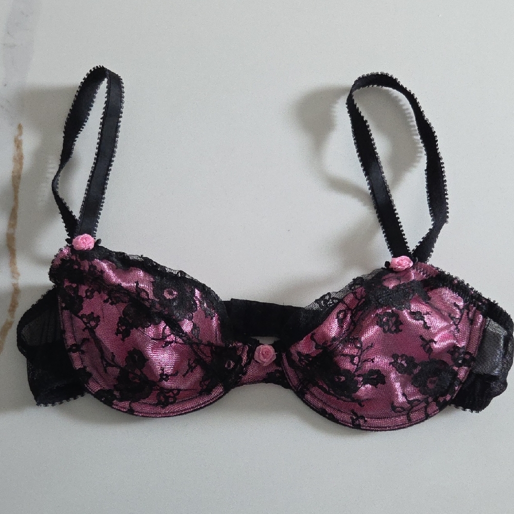 H&M Pink and Black Lace Bra